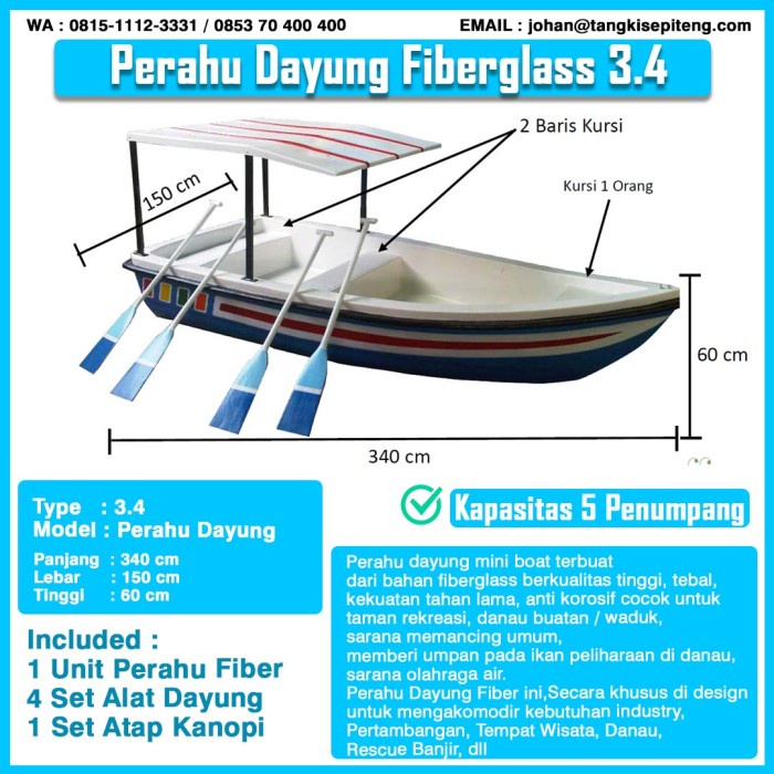 Perahu Dayung Fiberglass, Perahu Fiber