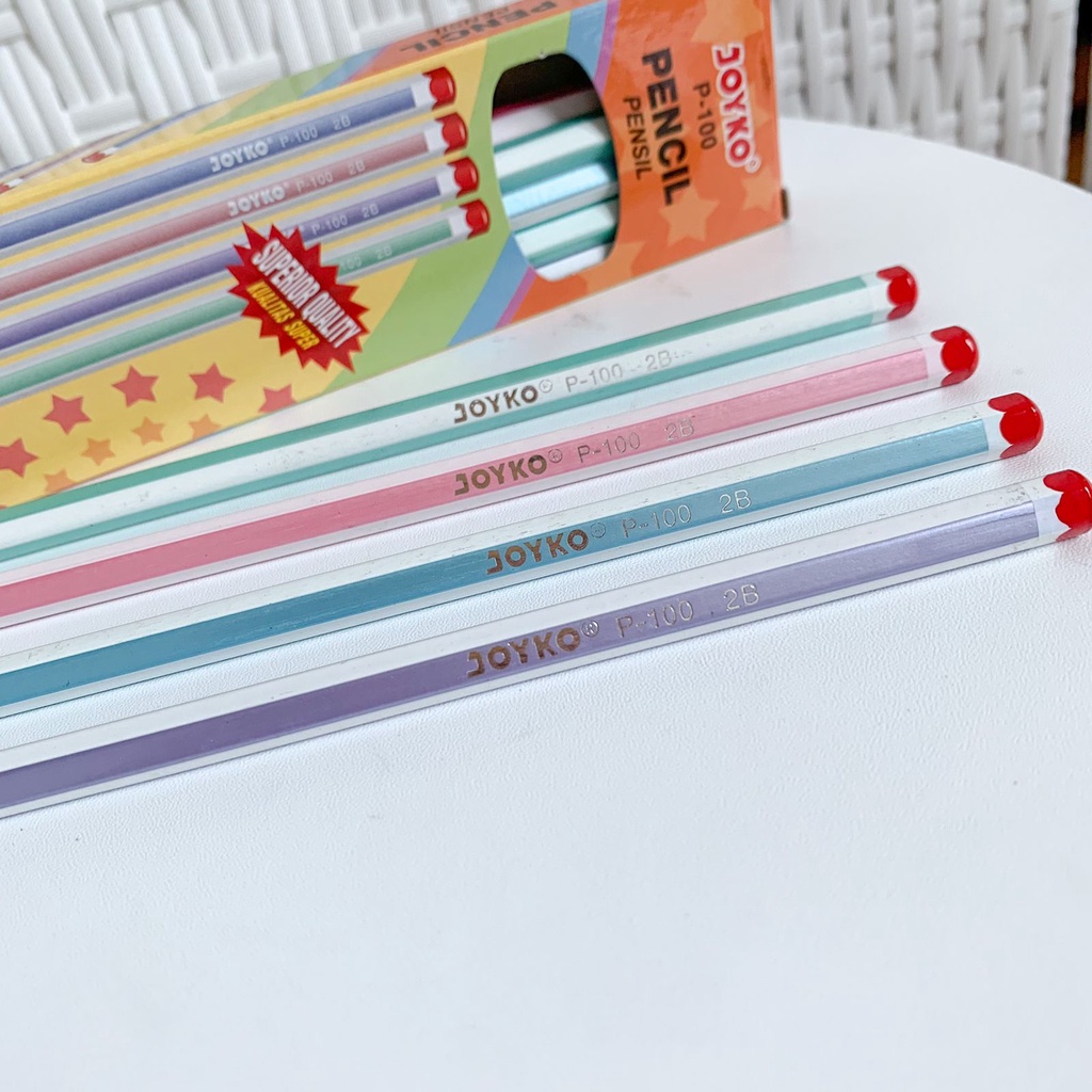 PENSIL JOYKO 2B BATANG KAYU READY 3 MOTIF MODEL WARNA IMPORT TERMURAH ALAT TULIS SEKOLAH ANAK KUALITAS PREMIUM