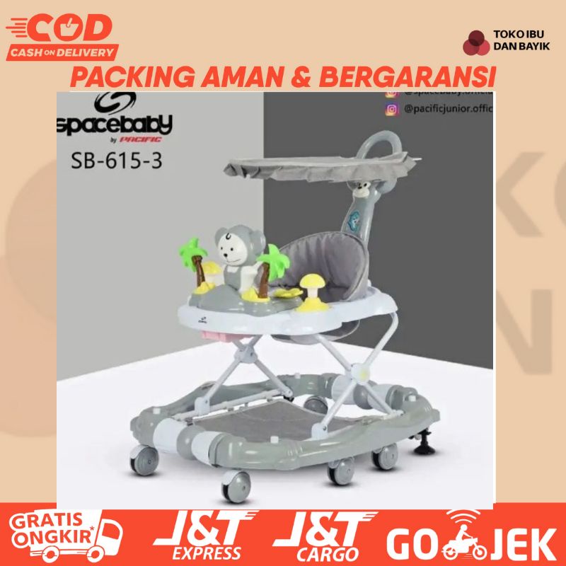 [COD] Babywalker Spacebaby 615 618/BABYWALKER FAMILY  Baby Walker Murah Berkualitas FREE BUBBLE WRAB DAN BATERAI BISA KURSI GOYANG