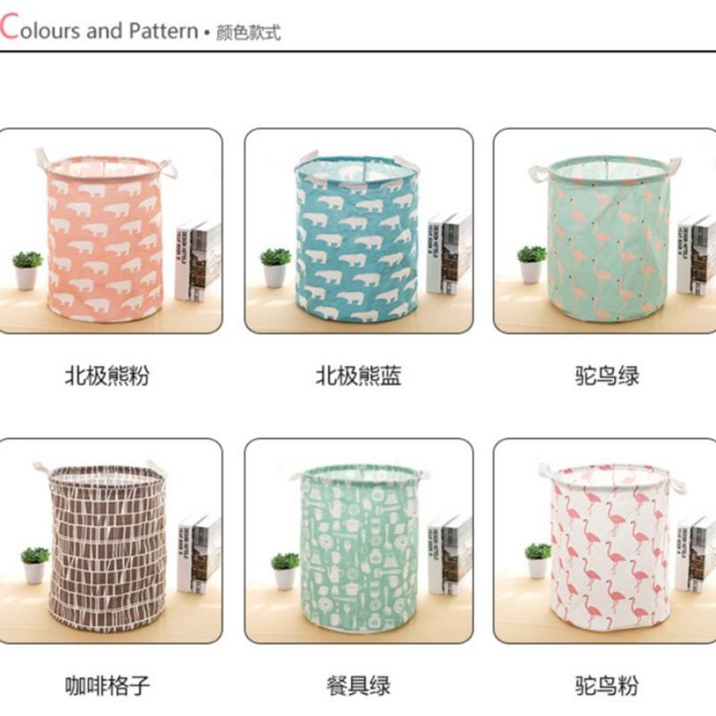 Keranjang Laundry Baju Kotor Motif Karakter Lipat Basket Storage Pakaian Hamper