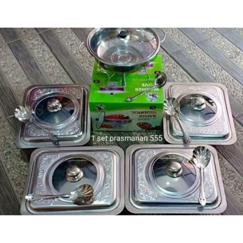 555 prasmanan stainless tutup kaca