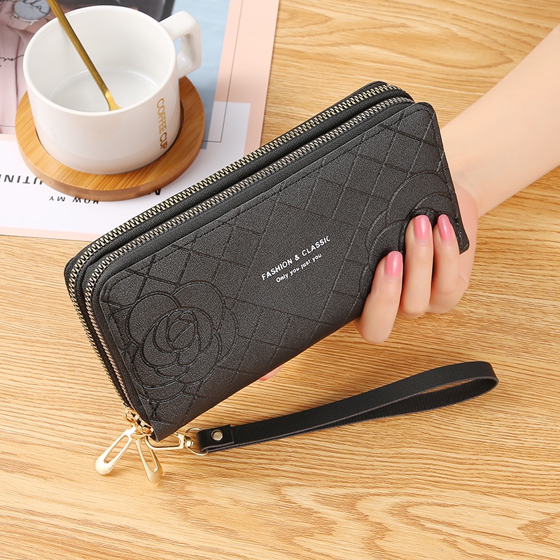 CYS Dompet Lipat Wanita Bunga Panjang Dompet Fashion Kekinian Dompet Import Real Pict Dompet Wanita Motif Dompet Kulit D57