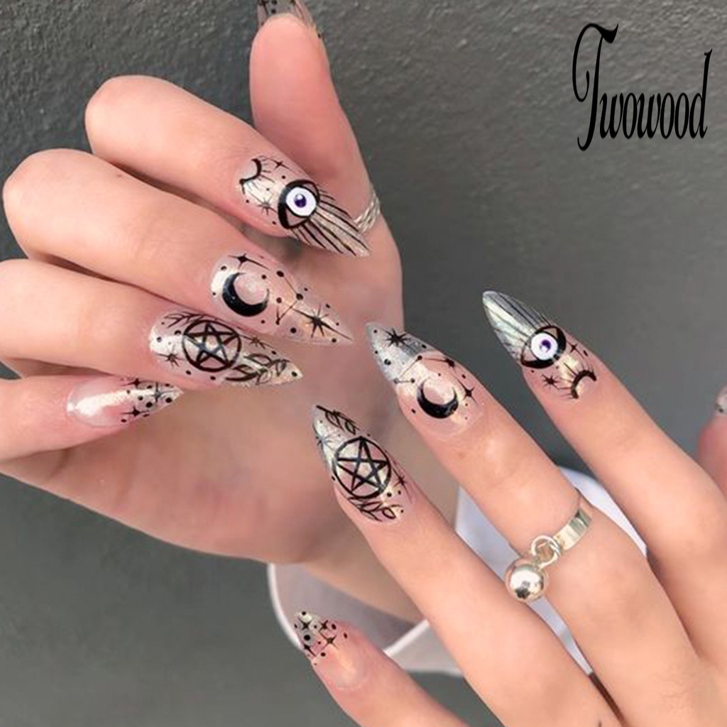 Twowood 3 Lembar Stiker Kuku Motif Bunga Abstrak Warna-Warni Untuk Manicure / Nail Art