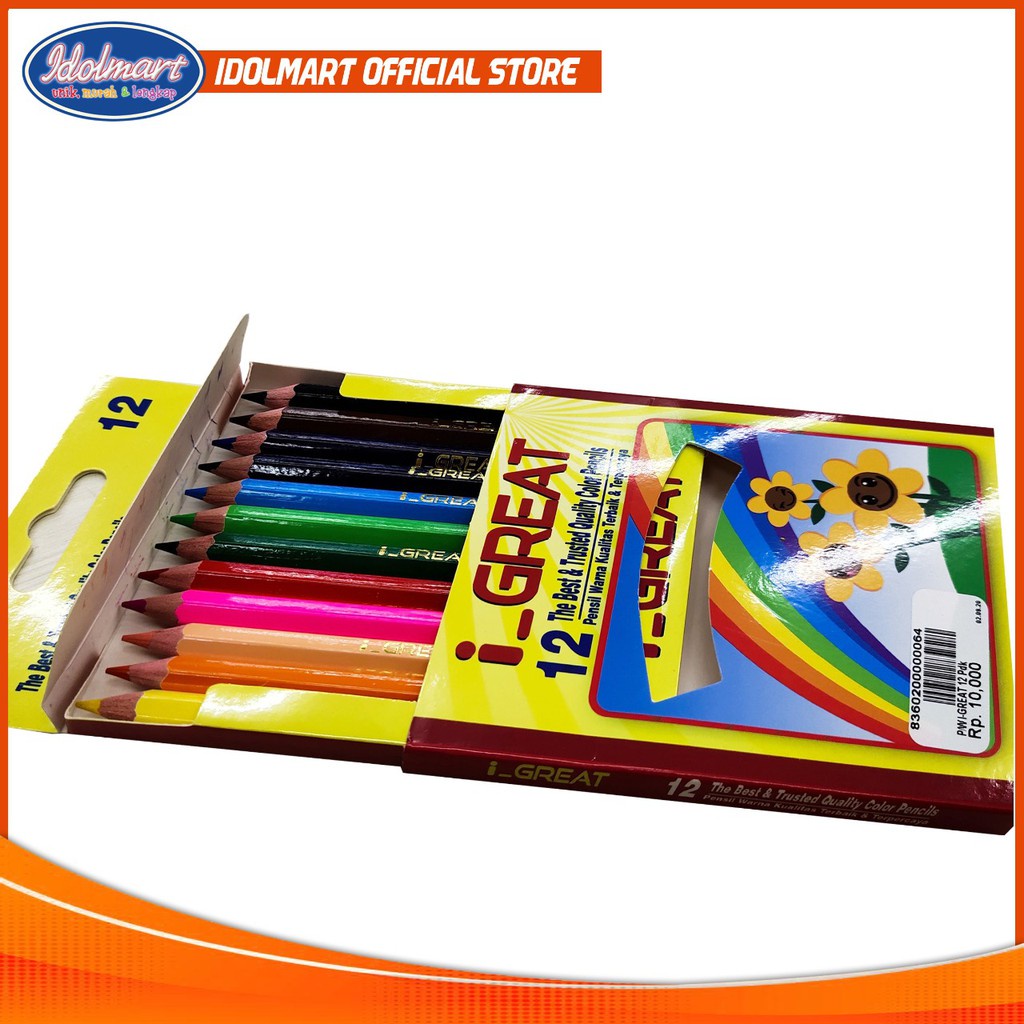 IDOLAKU Pensil Warna I-Great 12 Warna Pendek