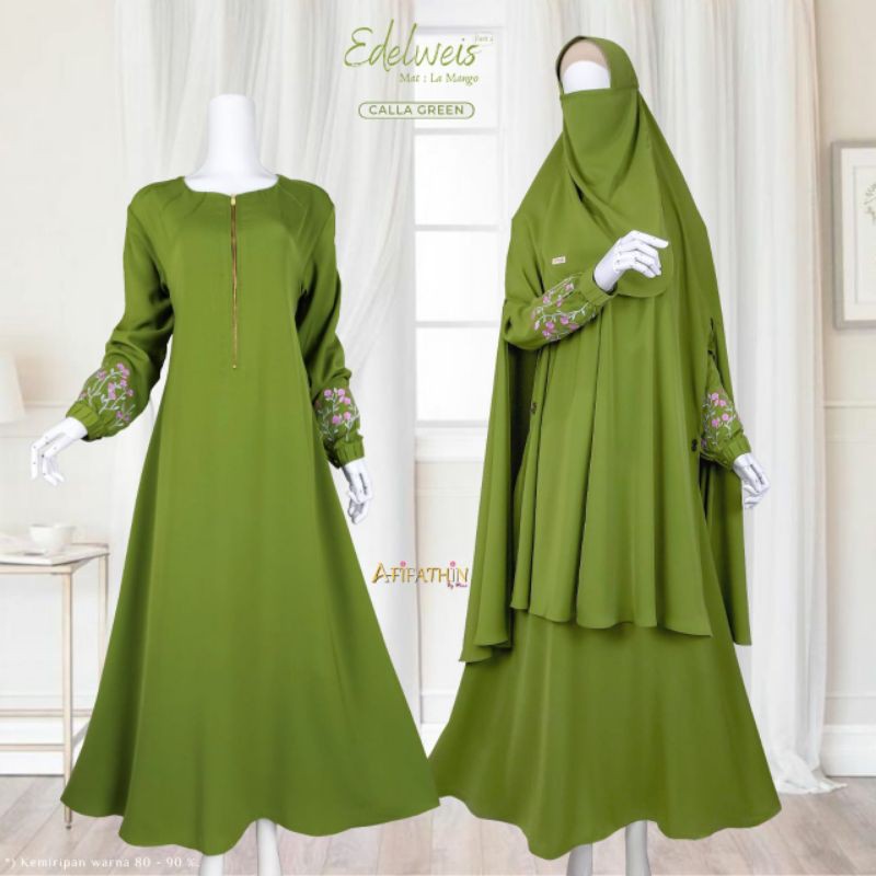 Jilbab Edelweis Warna Calla Green By Afifathin