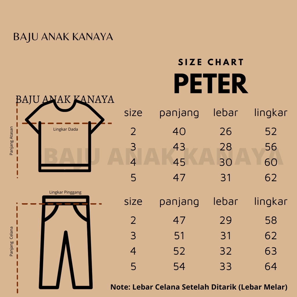 1-4TH SETELAN ANAK PETER SETELAN ANAK LAKI LAKI by BOBOKIDS