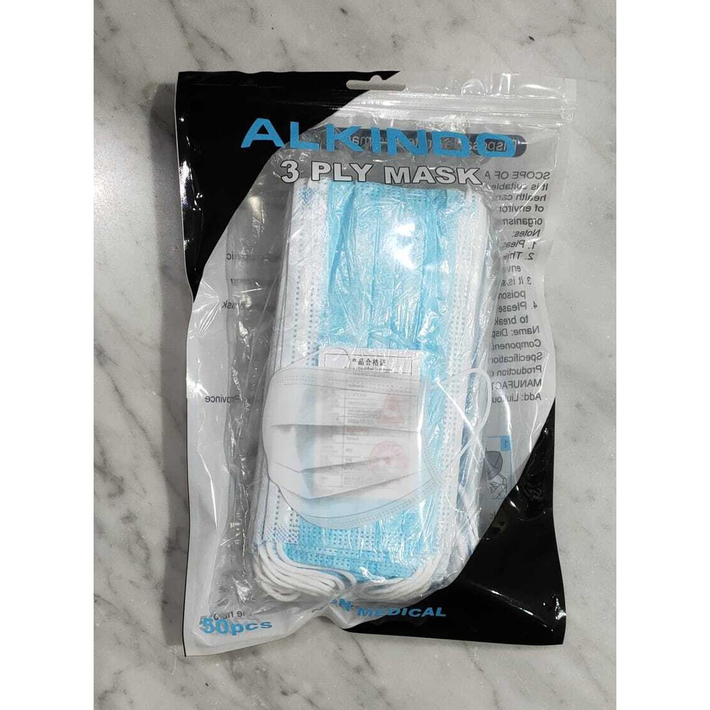 Alkindo Disposable Protective Non Medical Face Mask 3ply Isi 50 pcs Anti Virus Masker