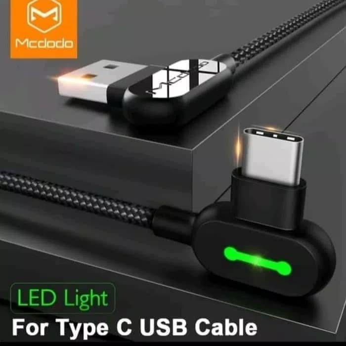 Cable Gaming MCDODO Type C Led 90 Fast Charging 2A Kabel Charger 1.2 Meter CA-5281