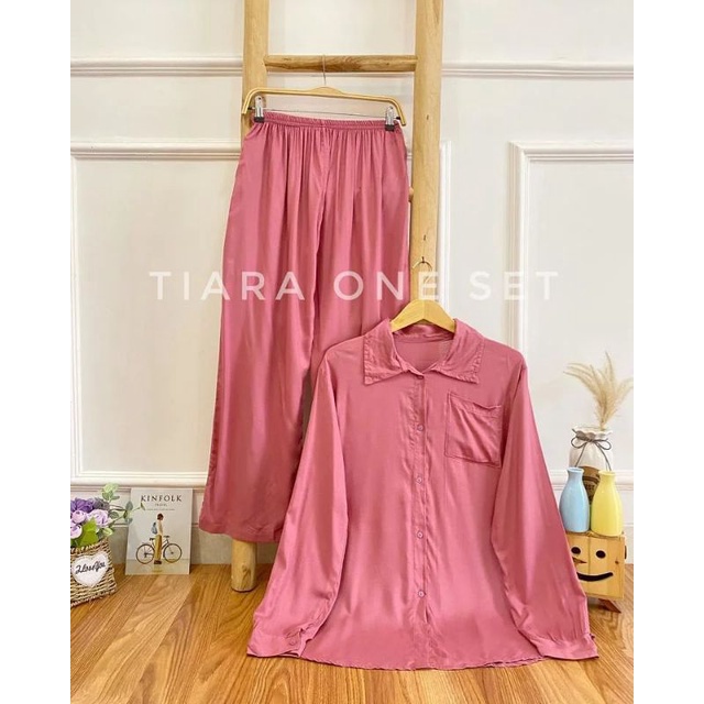 TIARA ONE SET  PAJAMAS ONESET SETELAN POLOS SET PIYAMA RAYON