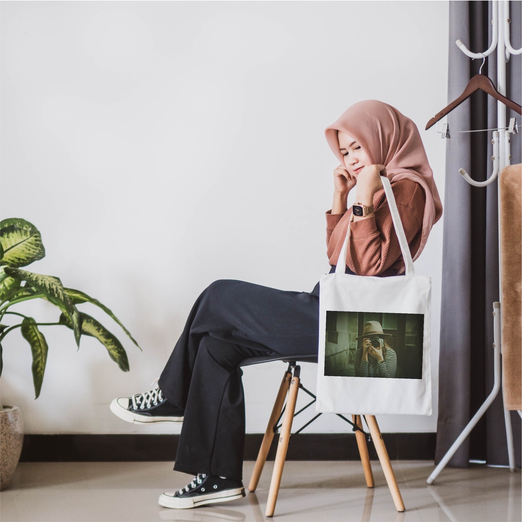 Sevine Totebag Premium Tas Tote Bag Resleting Fashion Wanita Drill Vintage Retro - VTG