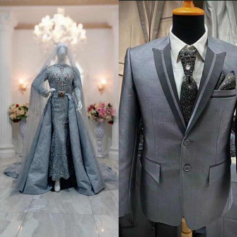 GAUN PENGANTIN COUPLE SLIM BEREKOR MEWAH MODERN//JAS//GAUN