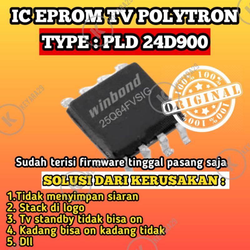 ic eprom tv led polytron pld 24D900