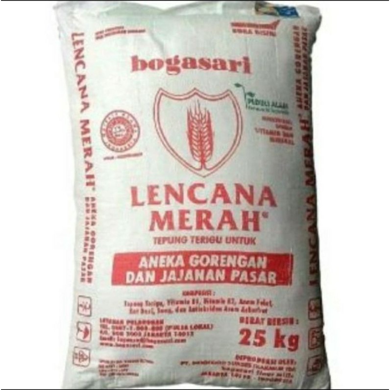 

TEPUNG TERIGU LENCANA MERAH 25 KG gojek grab only