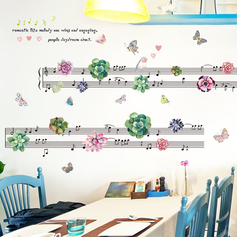 Reliza Wall Sticker Flowers Music Bunga Not Musik Stiker Dinding LDR