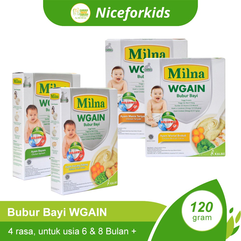 Milna Bubur Bayi WGAIN Bubur Bayi 6+ 8+ Menaikkan BB Bayi