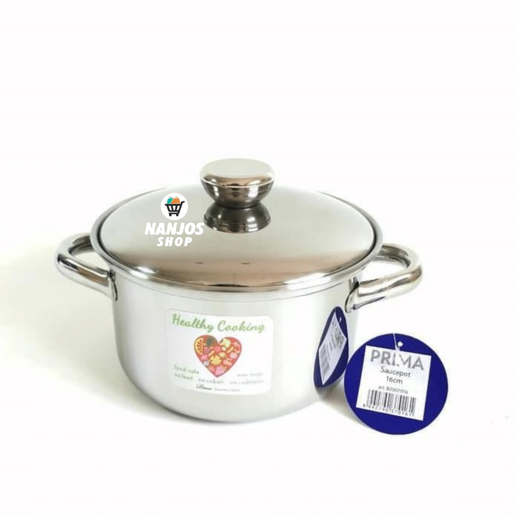 Bima Panci + Tutup Prima Panci Saus Saos Saucepot 16 Cm Stainless steel B2007016 / B200716