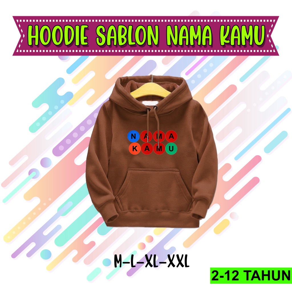 Hoodie Anak Custom Nama Jaket Anak Usia 2 - 12 Tahun SwIter Cewek Cowok terbaru Hodie Request Nama Laki Laki Perempuan