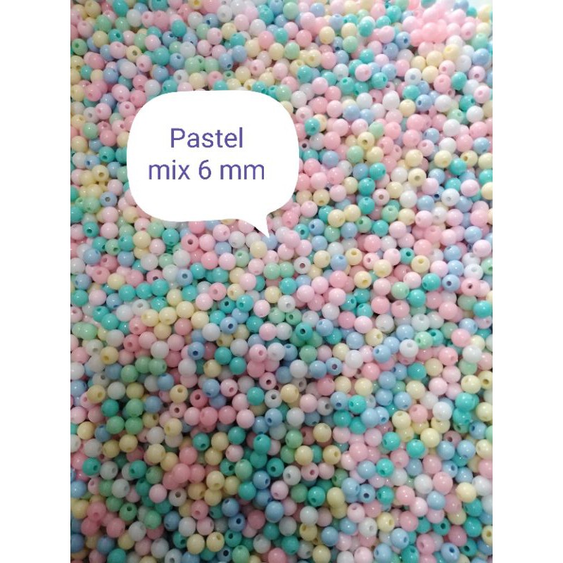 Grosir Mote manik  susu bulat meronce warna pastel 4, 6, 8, 10 mm 1 pon