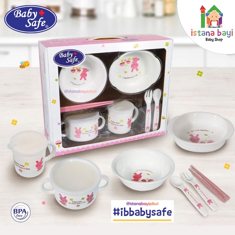 Baby Safe Feeding Set Rabbit Pink FS606 / Perlengkapan Makan Baby