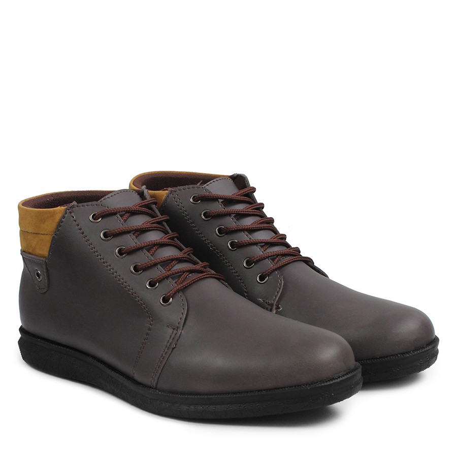 TERLARIS !! Sepatu Walkers Atlon Coklat Semi Boots Casual Kerja Kulit Sintetis Murah