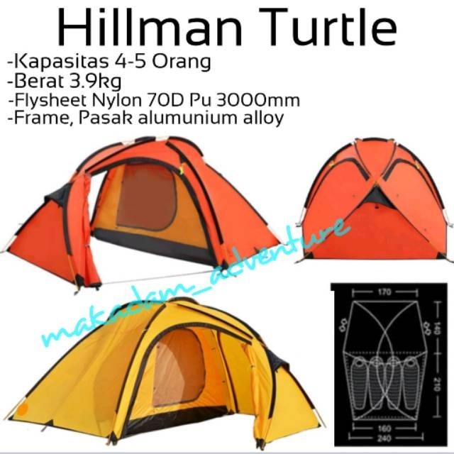 Tenda Camping Hillman Turtle 45 Kap 4-5 Orang 4 Season Double Layer