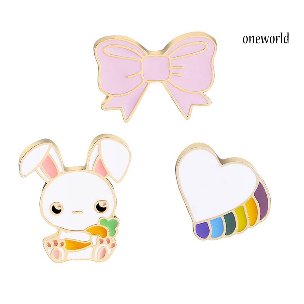 OW@ Cute Cartoon Enamel Brooch Pin Animal Rabbit Pattern Clothes Badge Jewelry Decor