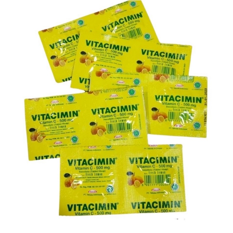 Vitacimin Vitamin C 500mg 20Tablet Vitamin Hisap Fresh Lemon Vit C Vita Cimin Jeruk Kuning