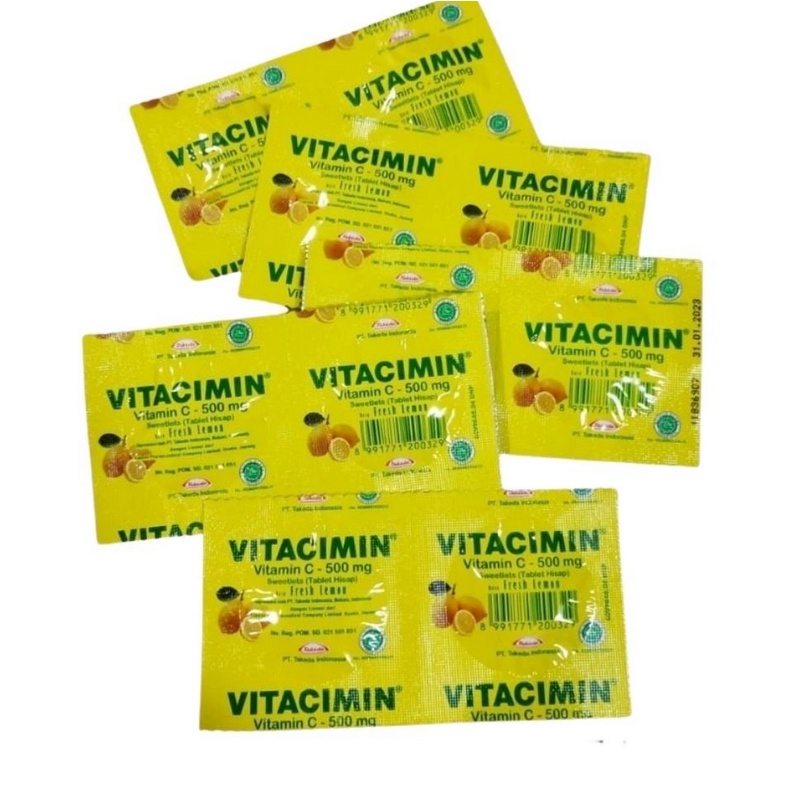 Vitacimin Vitamin C 500mg 20Tablet Vitamin Hisap Fresh Lemon Vit C Vita Cimin Jeruk Kuning