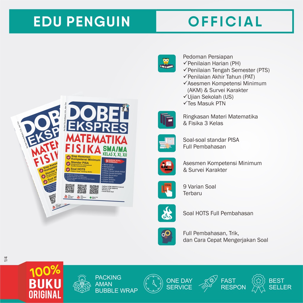 Edu Penguin Buku Dobel Ekspres Matematika Fisika SMA MA KELAS 10, 11, 12 - Kurtilas
