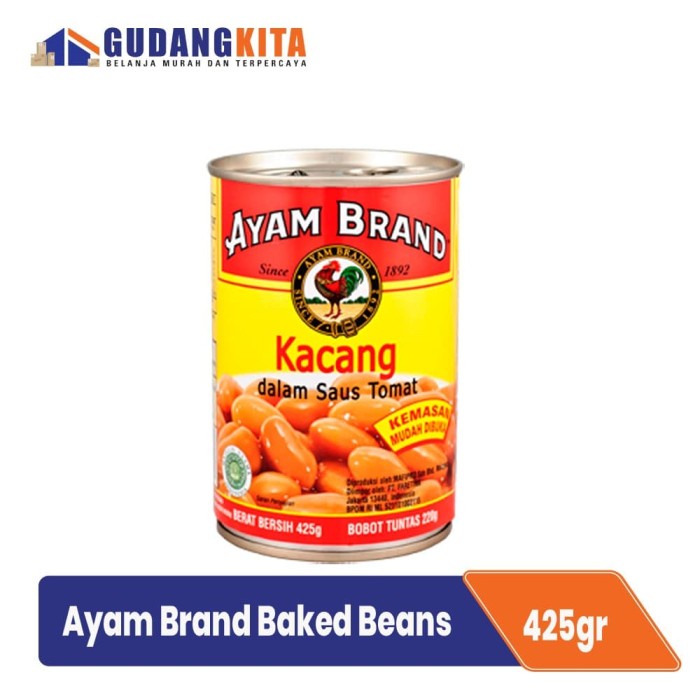 

5ds45ss Kacang Panggang Rendah Lemak Ayam Brand - Baked Beans 425G Xa20X1