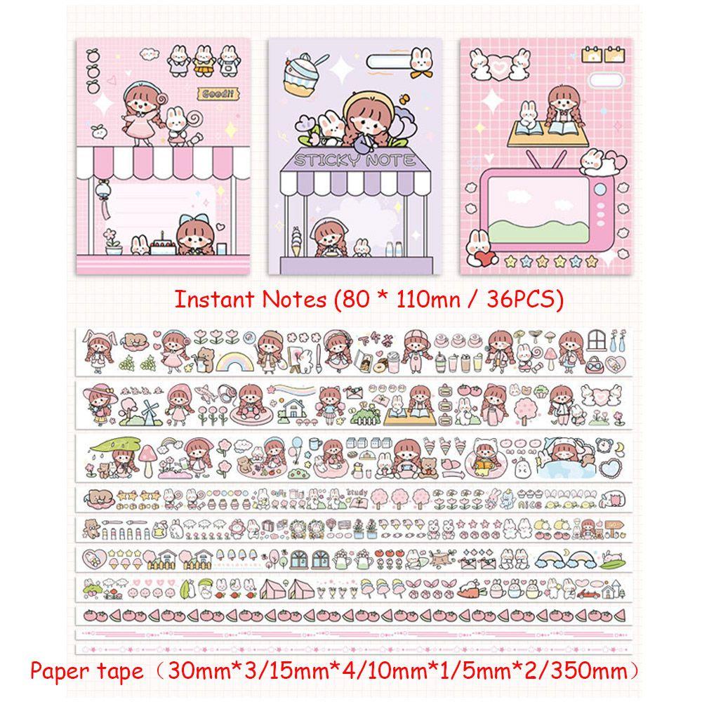 Top Hand Ledger Set Portable Mini Girl Heart Sticker Tape Bahan Diary Book