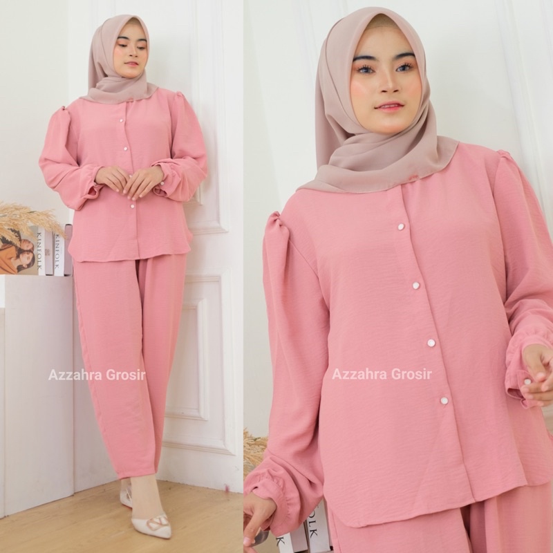 Zuini Set Ld112 - SetCel Crinkle Air Flow Jumbo Bigsize Oversize One Set Setelan Wanita / 381-6979