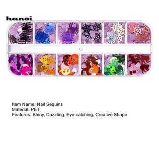 Image of thu nhỏ Han_ 1 Kotak Sequin Bentuk Labu / Hantu / Laba-Laba Untuk Dekorasi Nail Art DIY #2