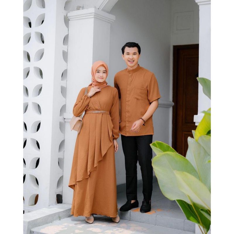 Madina Couple (Kemeja + Dress) Couple Lebaran Model Terlaris 2022  Viral Terpopuler