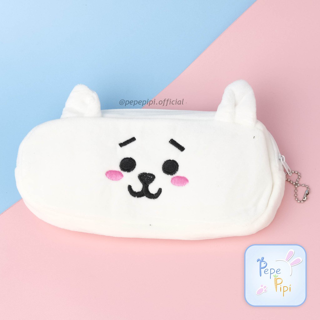 Kotak Pensil Boy Band Plushy Wadah Plush Kostak Bangtan Army Kpop Korea Pouch Makeup Kosmetik-Domba putih