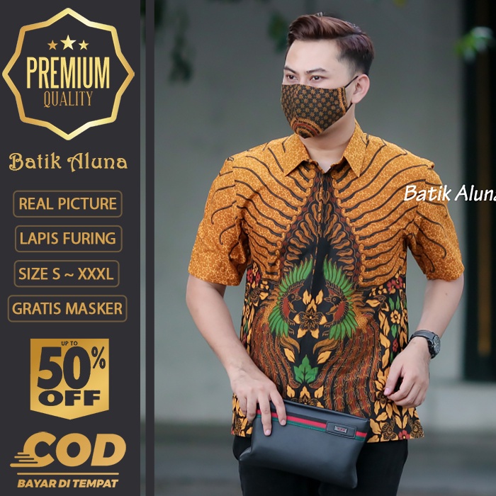 BATIK PRIA LENGAN PENDEK MEWAH PREMIUM ALUNA PRABUSENO SHANGHAI KERIS KEMEJA BATIK ACARA NIKAHAN KER