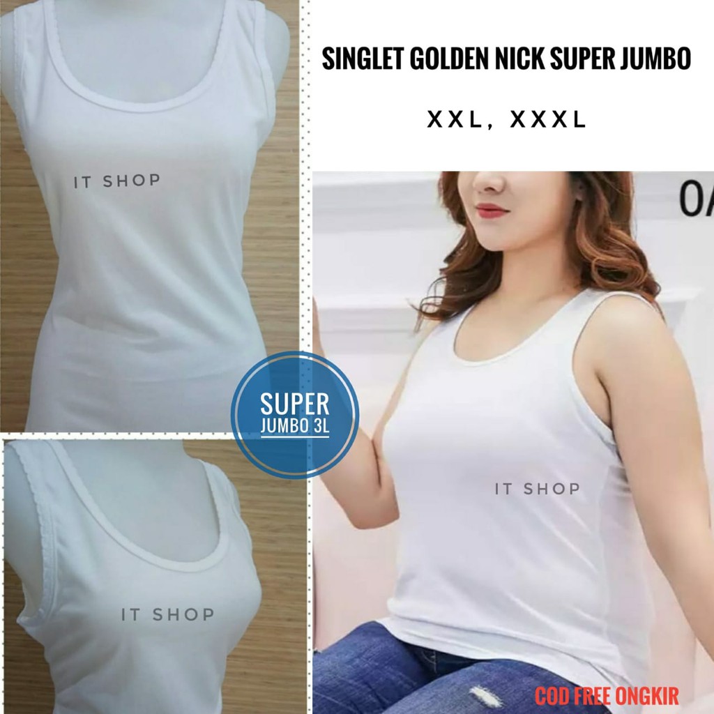 ITSHOP - Singlet  Super Jumbo Ld 130cm Golden Nick XXL-XXXL Kaos Dalaman Wanita Singlet Gn 1073 3L