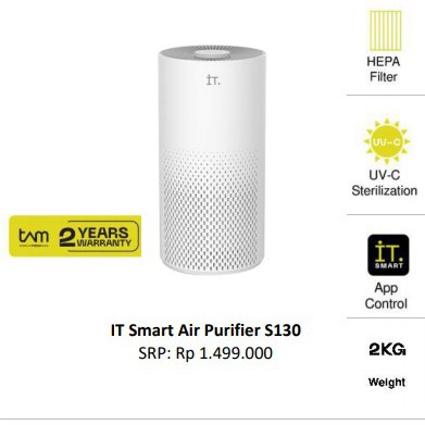 Immersive Tech IT Smart Air Purifier S130 with HEPA Filter and UV-C Sterilization Garansi Resmi Indo