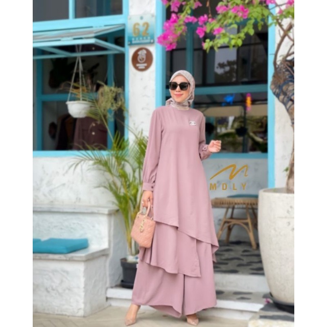 GAMIS DRESS WANITA ATASAN TUNIK KEMEJA WANITA TERBARU SONIA SET BY MDLY 3050