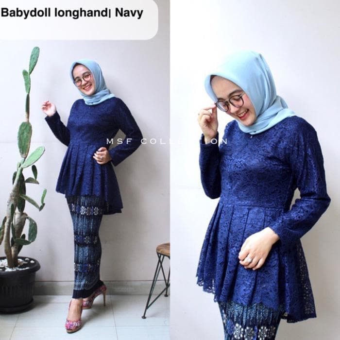 set kebaya brukat babydoll long hand