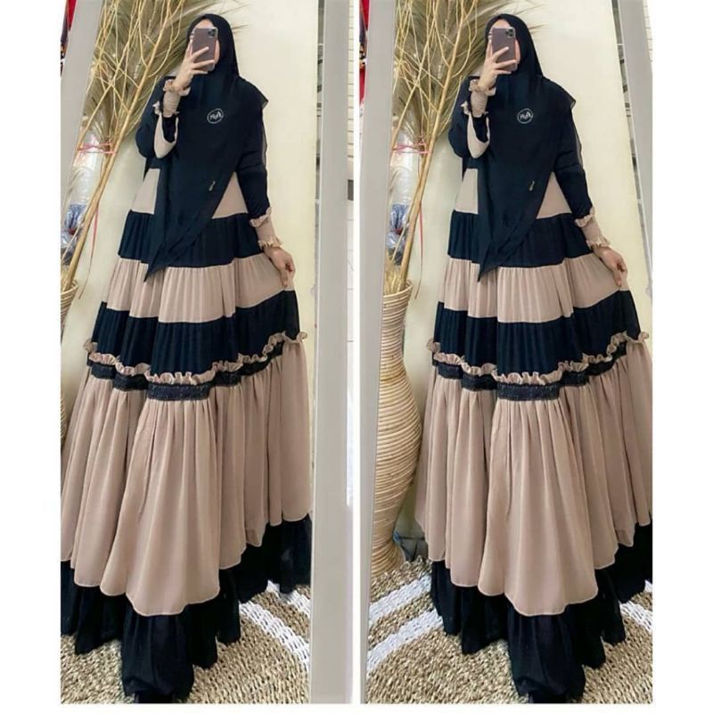 GAMIS SYARI TERBARU CERUTY BABYDOLL SET KHIMAR / HIJAB