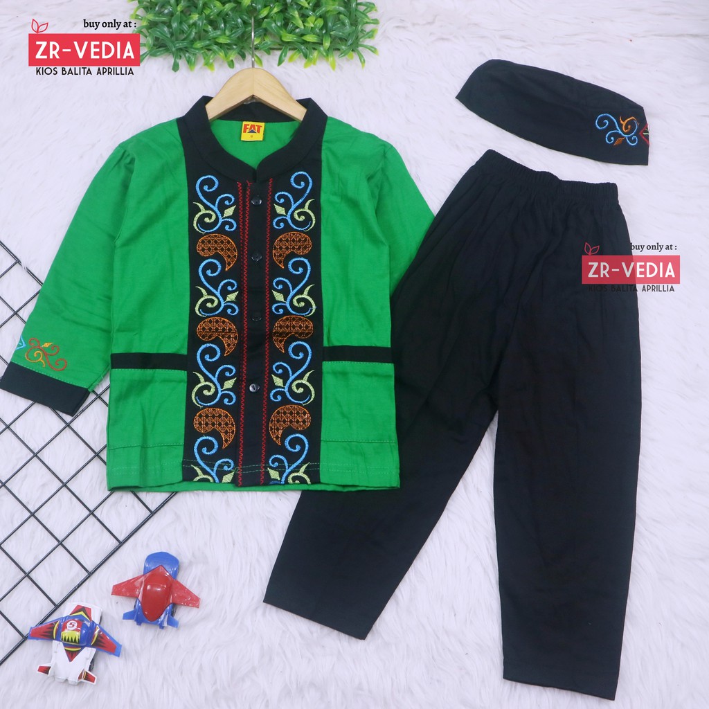 Baju Koko Kurta uk 3-4 tahun / Setelan Muslim Anak Laki Laki PREMIUM BORDIR Bayi Balita Polos Turki