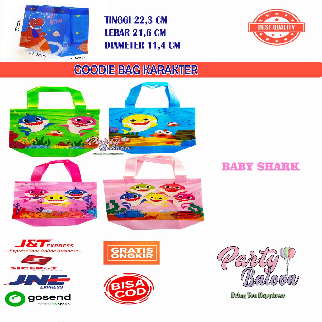 Tas ulang tahun anak karakter Unicorn | goodie bag unicorn LOL baby shark 23 cm satuan-1