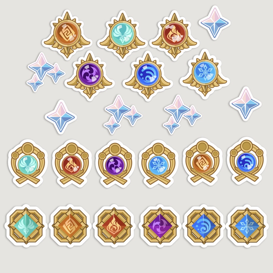 

Glitter Primogem & Vision Stickers Set