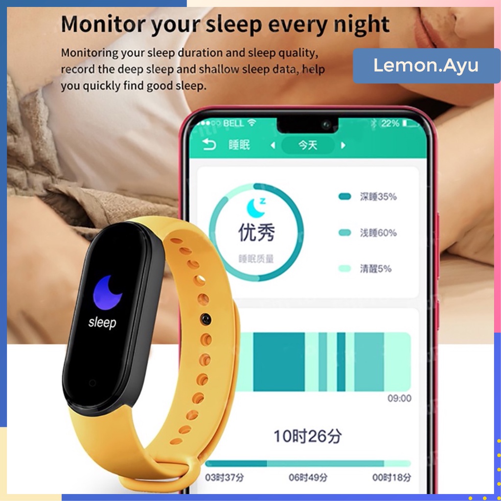 Jam Tangan Pintar Smartwatch M6 Olahraga Gelang Pintar Pelacak Detak Jantung Pedometer Monitor Tekanan Darah