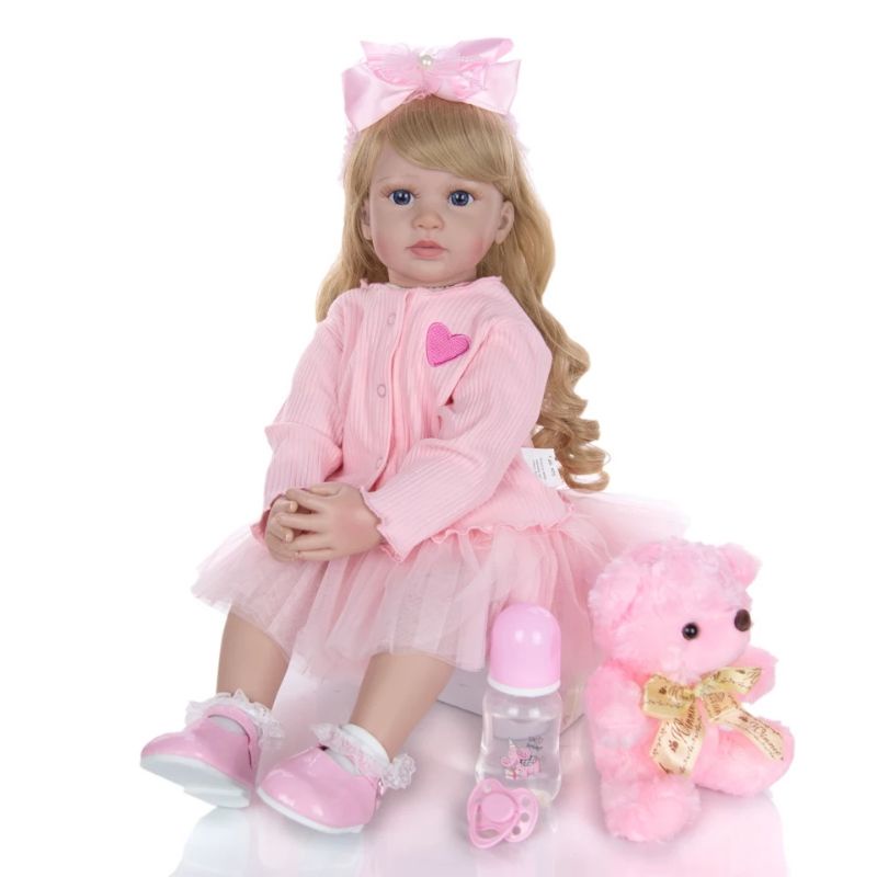 Ready Boneka Reborn 60 cm Original Premium Dress Rambut Curly