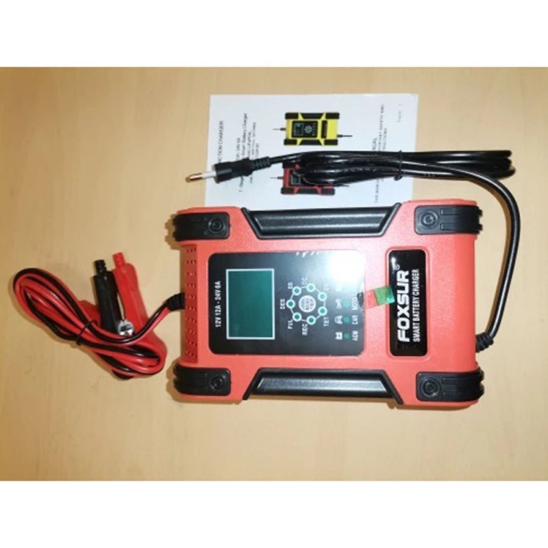 Charger Aki Accu Portable 12-24V 12A 200Ah 105W LCD Automatic Repair