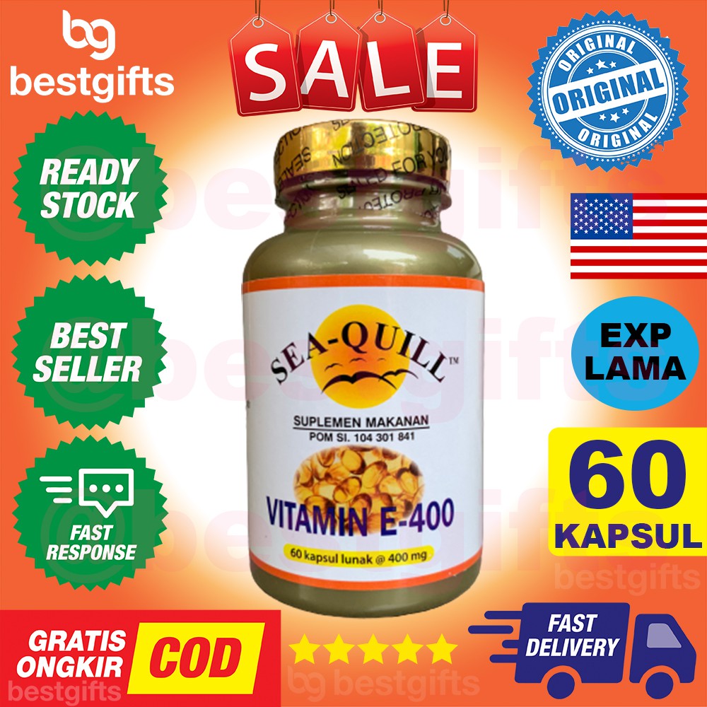 SEAQUILL SEA QUILL SEA-QUILL VITAMIN E 400 IU JANTUNG SARAF IMUN TUBUH PMS KESUBURAN PRIA 60 KAPSUL