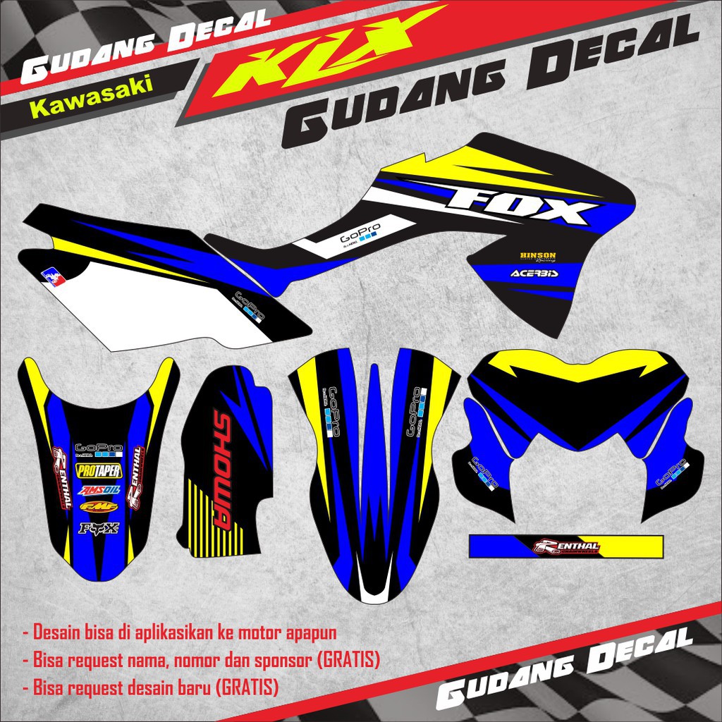 Dekal Sticker - Decal Stiker  KLX 150 BF biru hitam