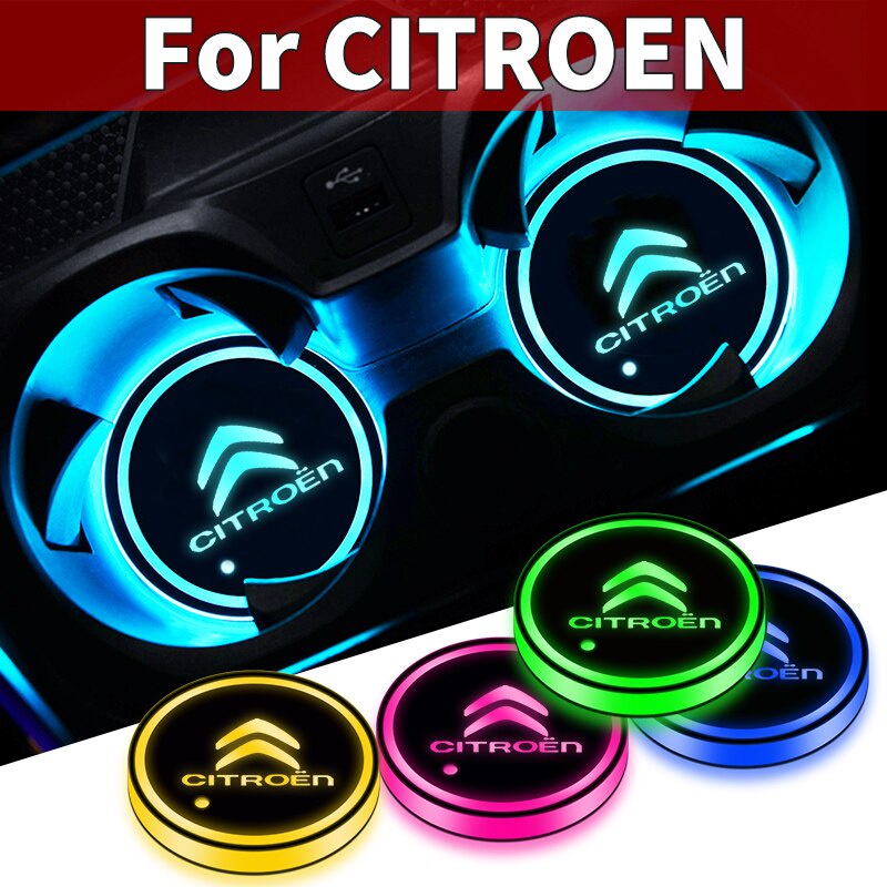 1 / 2pcs Holder Gelas Dengan Lampu Led Luminous Untuk Citroen C1 C2 C3 C4 C5 C6 C8 Grand Picasso